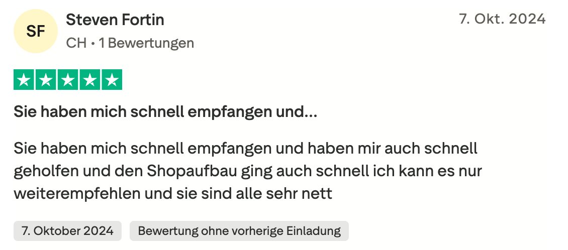 Trustpilot-Bewertung von Steven Fortin