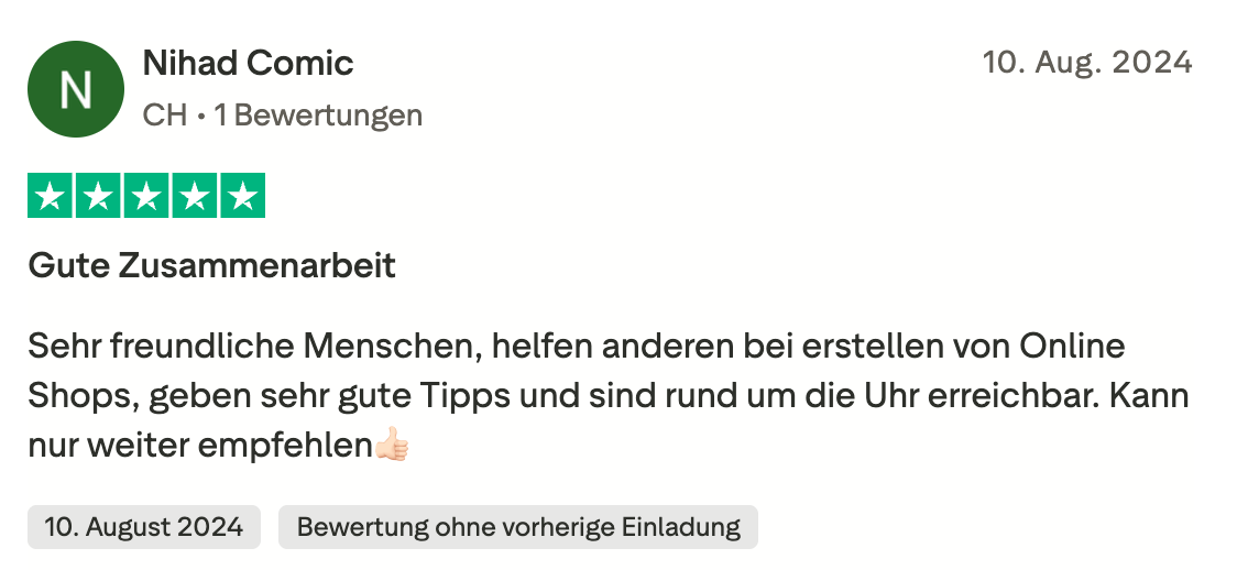 Trustpilot-Bewertung von Nihad Comic