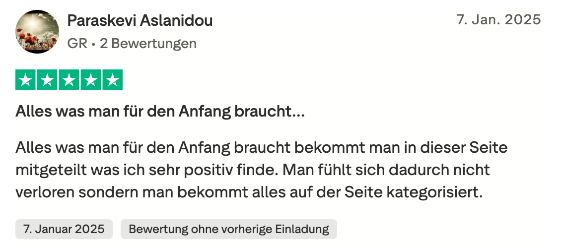 Trustpilot-Bewertung von Paraskevi Aslanidou