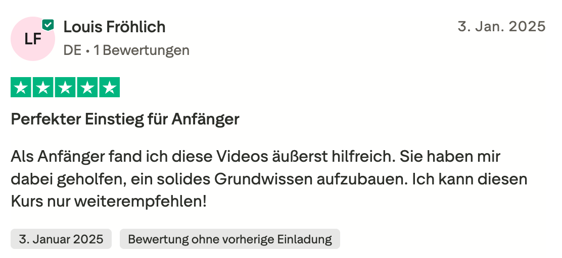 Trustpilot-Bewertung von Louis Fröhlich