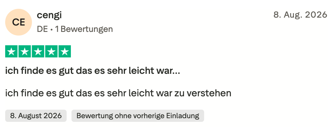 Trustpilot-Bewertung von Cengi